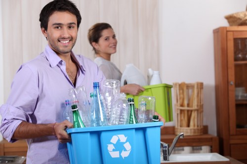 Different types of business waste including paper, e-waste, and chemicals